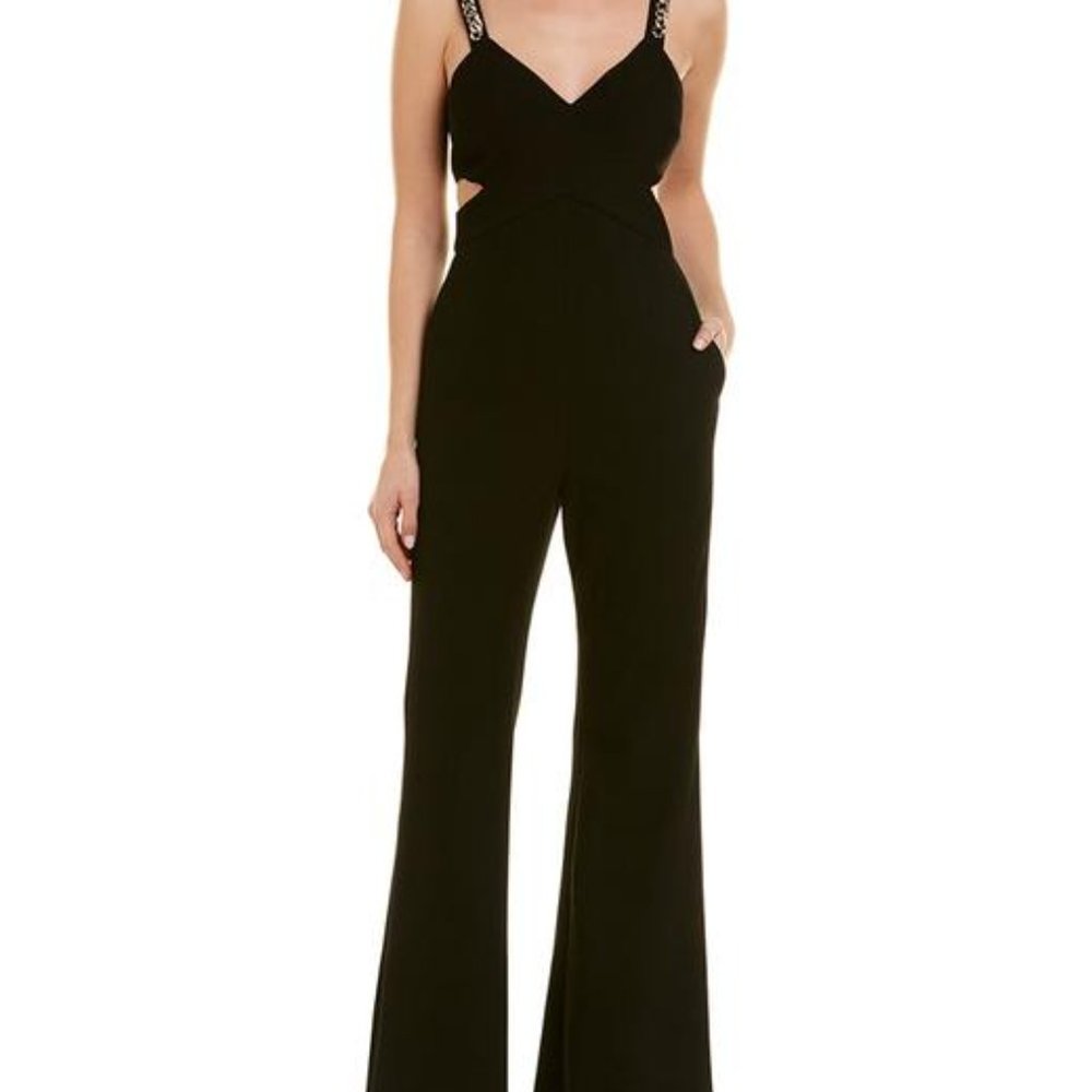 NWT Rachel Zoe Black Jumpsuit with Gold Chain Details | Size 0 X-Small - Picture 4 of 12